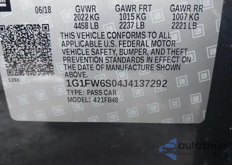 2018 Chevrolet Bolt Ev Lt z USA, uszkodzony, nr VIN 1G1FW6S04J4137292